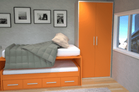 Colchonerías Crumar habitación juvenil de color naranja